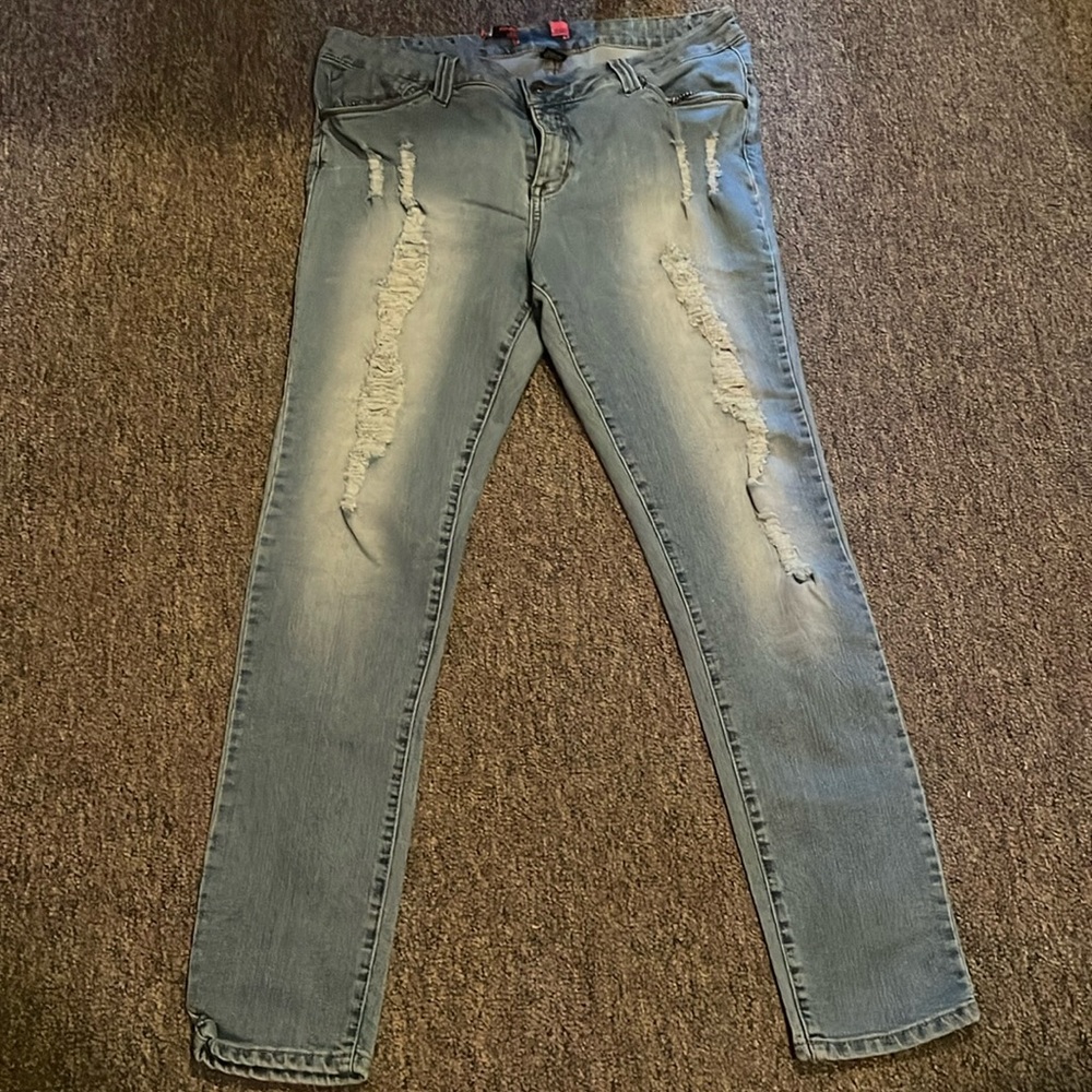 Urban Planet London low rise distressed skinny jeans.